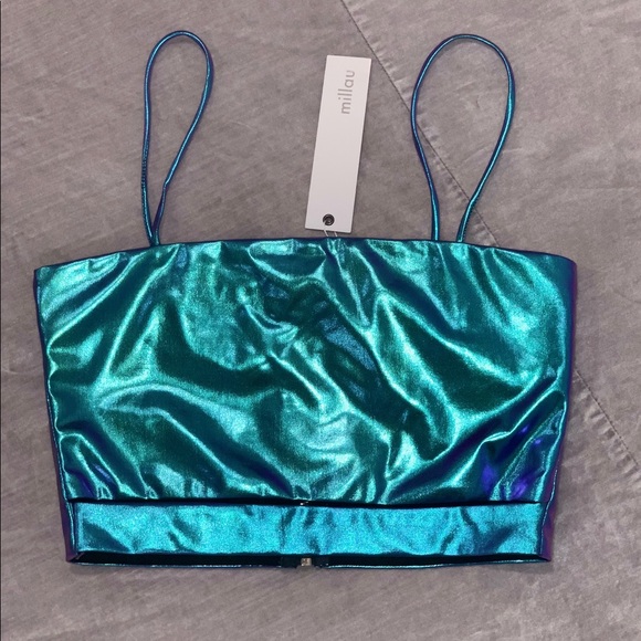 LF/Millau Metallic Cut Out Crop Top - Picture 3 of 4